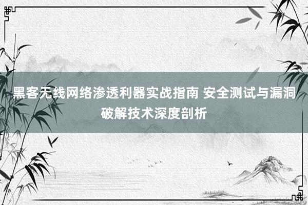 黑客无线网络渗透利器实战指南 安全测试与漏洞破解技术深度剖析